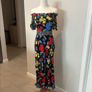 Vibrant Floral Off-Shoulder Maxi Dress